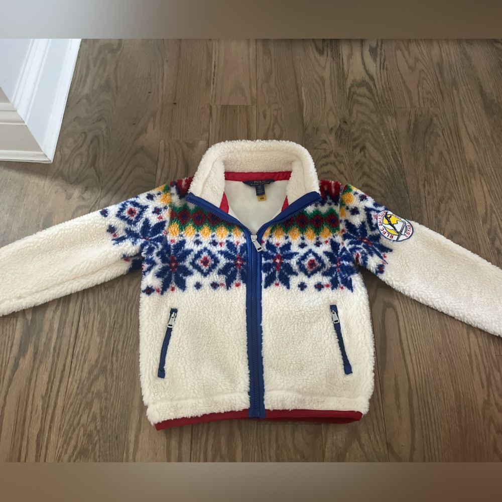 POLO- Ralph Lauren - Big Girls Fair Isle Full-Zip Teddy Fleece Jacket